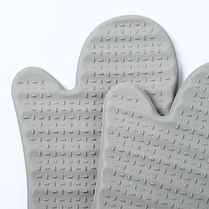 Gants de four en silicone résistants à la chaleur, antidérapants, pour micro-ondes et cuisson, à cinq doigts, motif cœur gris, compatibles lave-vaisselle - Product Image 5