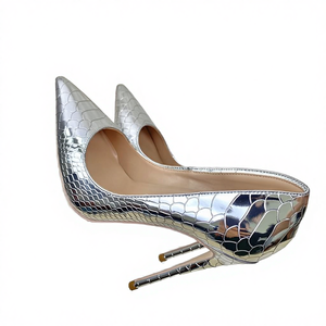 Escarpins à talons aiguilles sexy 8CM/10CM/12CM, à enfiler, luxe argenté respirant de haute qualité pour femme, collection Printemps-Été 2024 - Product Image 2