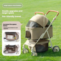 Poussette spacieuse pour animaux de compagnie, chien ou chat de taille moyenne, panier amovible, acier carbone, fond en maille Oxford, rangement, roues pivotantes, frein, 15 kg