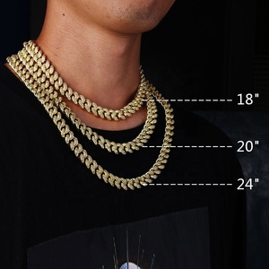 Chaîne à mailles cubaines pour hommes, collier en or plaqué cz AAAAA, bijoux hip-hop, 18 pouces 12mm 14k, nouvelle collection - Product Image 2