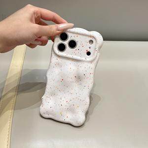 Coque souple 3D élégante effet météorite pour iPhone Air 12 13 14 15 16 17 Pro Max, motif points d'encre colorés, bord ondulé et froissé - Product Image 6