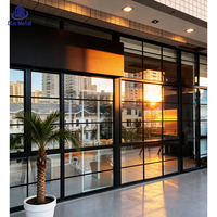 Ventana de Aluminio con Doble Acristalamiento Templado, Estilo Vintage Francés, Diseño de Rejilla Negra Personalizada, Estándar Australiano