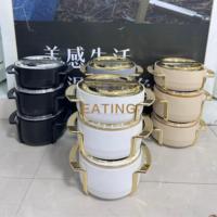 Désherbage Randonnée Fête Utilisation En Gros Conception Originale Conteneur De Nourriture 3PCS Ensemble Chauffe-Aliments Ensemble 1.8L + 2.3L + 2.8L Casserole Isolée