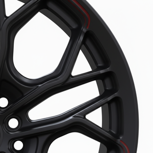 Jantes en aluminium forgé sur mesure, noir satiné avec ligne rouge fraisée, jantes de course à rayons en Y - Product Image 3