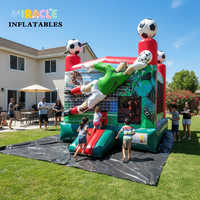 Château gonflable commercial sur le thème du football 3D, 13x13 pieds, pour la location événementielle