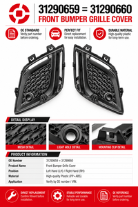 Coperture Fendinebbia Anteriori Sinistra Destra 31290659 31290660 per Volvo <span class=keywords><strong>XC60</strong></span> 2010-2013 con Sensori di Parcheggio Non R Design - Product Image 2