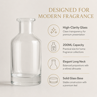 Bouteille en verre ronde transparente de 200 ml - Diffuseur d'arômes grande capacité pour huiles essentielles, parfums et décoration intérieure