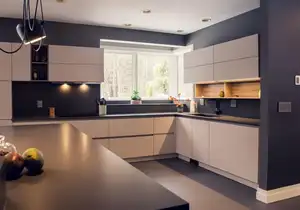 CBMmart 2024 रसोई फर्नीचर रसोई कैबिनेट के लिए काले रंग की रसोई डिजाइन आधुनिक अलमारी