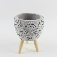 Fournitures de jardinage Pots de ciment de forme ronde Pot à bougie avec support en bois pour la maison