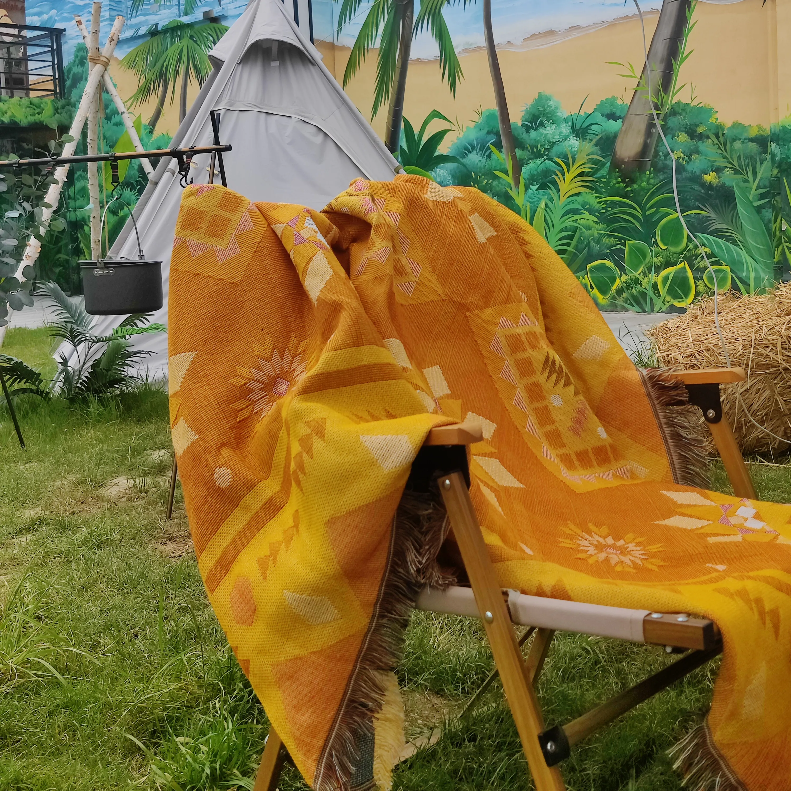 Tappeti da Picnic in cotone riciclato soggiorno grande coperta in tessuto coprisedia per stare al caldo