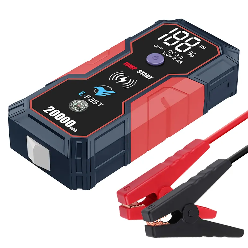 E-FAST wireless 12v Car emergency jump starter portable 16000mAh power bank jump starter with LED flashlight/compass /usb port