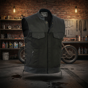 Premium Quality <b>Mens</b> Casual Leather Motorcycle Vest Front Pockets Breathable Winter Outerwear Wholesale <b>Black</b> Biker <b>Waistcoat</b> - Product Image 2