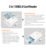 Lector de Tarjetas Multifunción USB 2.0 ZOWEETEK, Lector y Grabador de Tarjetas NFC sin Contacto, Lector y Grabador de Tarjetas con Chip Inteligente ISO 7816