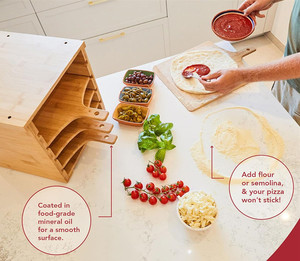 Soporte Grande Multicapa Perforado para Bandeja de <span class=keywords><strong>Pizza</strong></span>, Juego de Soportes Antiadherentes de Bambú para Pala de <span class=keywords><strong>Pizza</strong></span>, para Cocina y Restaurante - Product Image 3