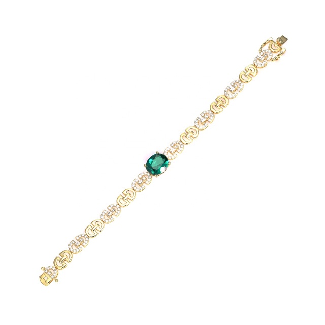 Green CZ Luxurious Bracelet in 925 Sterling Silver