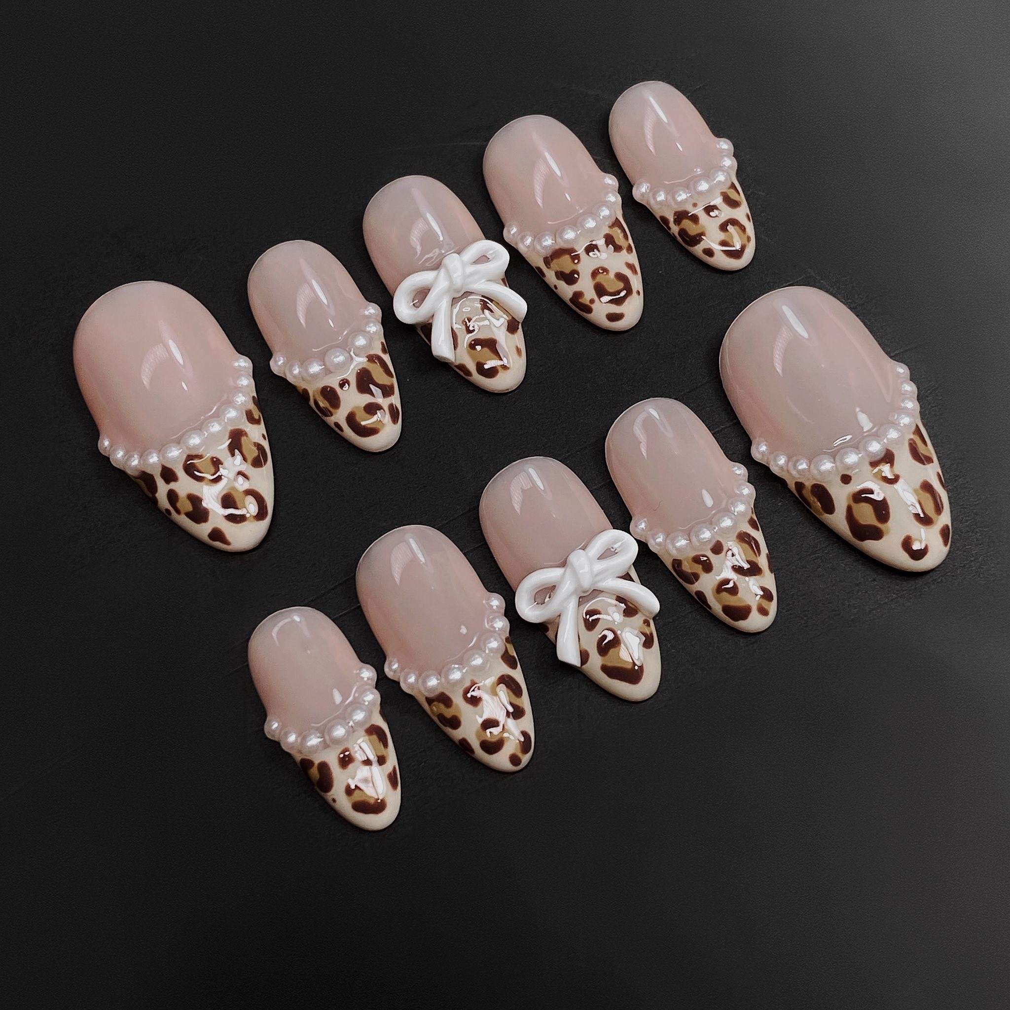 3D High Quality 10pcs Summer Ocean Style Wholesale Almond Stiletto Luxury Handmade Press on Nails Supplier