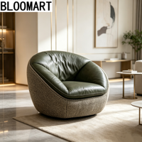 Fauteuil lounge pivotant moderne de luxe, mobilier de salon, couleur personnalisée, en cuir, fauteuil coquille rond, canapé d'appoint, pour hôtel