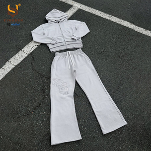 Ensemble de survêtement à capuche oversize en molleton double couche avec logo brodé personnalisé pour hommes, fabrication OEM, style streetwear - Product Image 1