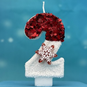 Velas de Cumpleaños Digitales Creativas con Diseño de Copos de Nieve Rojos y Blancos, Cera para Decoración de Pasteles, Caja de Regalo para Celebración de Cumpleaños - Product Image 4