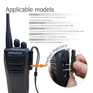 Fabricant prix usine talkie-walkie casque avec micro compatible Kenwood radios 2 broches en forme de G crochet d'oreille (6 ensemble/<span class=keywords><strong>noir</strong></span>) - Product Image 5