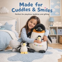 Peluche pingouin 3D mignonne multi-tailles en gros, design 2-en-1 avec poche, pingouin en peluche doux et sûr pour cadeau de bébé