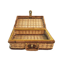 Panier de rangement en rotin naturel à la vente chaude, couleur et taille personnalisables, boîte cadeau, design multifonctionnel pour les voyages et les pique-niques