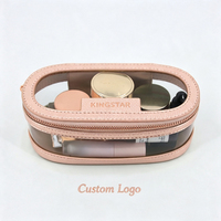 Pochette de toilette murale transparente BSCI Rose Tone avec logo personnalisé et tirette de fermeture éclair pour femme, style cadeau décontracté, sac à maquillage cosmétique