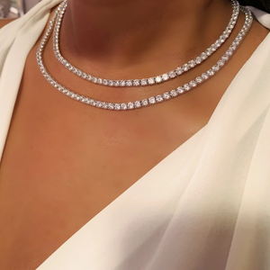 Lusso Bling Cubic <span class=keywords><strong>zirconi</strong></span> completamente pavimentato 1 fila di matrimonio girocolli Sexy per le donne 4MM CZ collana a catena da Tennis regalo per le signore - Product Image 4