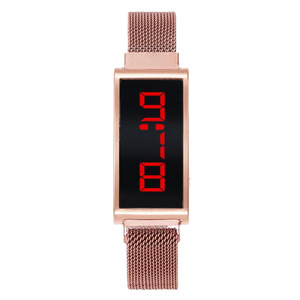 สุภาพสตรีแม่เหล็ก Led นาฬิกาอิเล็กทรอนิกส์ Touch รูปสี่เหลี่ยมผืนผ้าสีแดงตัวอักษรแฟชั่นมิลานไม่มีโลโก้ Lw08 - Product Image 2