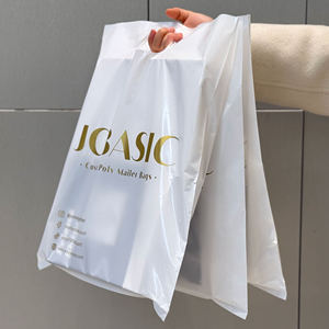 Customized Logo Plastic Shopping Bags with Die Cut Handle Flexo Printing Side Gusset Durable Promotional Use for Clothing
