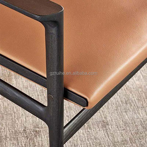 Chaises de salle à manger empilables en bois massif de style nordique, avec dossier et accoudoirs minimalistes italiens, mobilier moderne pour la maison - Product Image 6