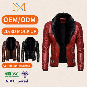 Autunno e inverno nuovo stile stile stile tinta unita giacca e giacca in pelle da <span class=keywords><strong>uomo</strong></span> con <span class=keywords><strong>collo</strong></span> di <span class=keywords><strong>pelliccia</strong></span> di dimensioni europee - Product Image 4