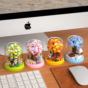 Mini 3D DIY Plastic Block Set Kids Tabletop Construction Building Blocks with Four Seasons <strong>Tree</strong> House Decorations - Product Image 5