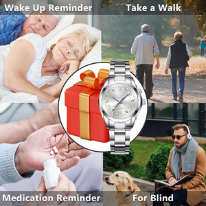 Maujoy <span class=keywords><strong>orologio</strong></span> parlante per <span class=keywords><strong>uomo</strong></span> diamante Business Dress <span class=keywords><strong>analogico</strong></span> al quarzo in acciaio inossidabile luminoso di lusso Casual <span class=keywords><strong>orologio</strong></span> da polso - Product Image 6