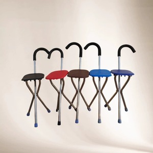Hengheyue Stainless Steel Cane <b>Stool</b> Triangular <b>Folding</b> Portable With Non Slip Seat For Elderly Mobility Support - Product Image 1