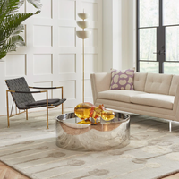 Table basse en acier inoxydable minimaliste et moderne Table centrale ronde de luxe pour meubles de salon d'hôtel à domicile