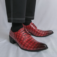Herren Derby-Schuhe aus Lackleder mit Blumenmuster, Schnürung, spitzer Zehenpartie, rutschfester Sohle, für Partys und Hochzeiten, höhenerhöhende Schuhe