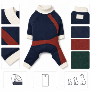 Striped Knit <b>Dog</b> Jumpsuit Navy Red Comfortable All Seasons Pet <b>Clothes</b> for <b>Dogs</b> - Product Image 2