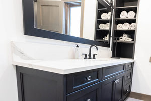Meubles de salle de bain CANA en promotion : Meuble sous-vasque simple en bois massif avec miroir, prix usine - Product Image 4