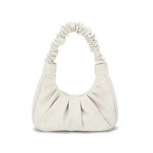 Fashion Newest Design Soft PU Handbag Women's Ladies Cloud Tote Bag Handbag Shoulder Bag With Ruched Details
