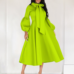 Giáng Sinh Ăn Mặc <span class=keywords><strong>2025</strong></span> Phụ Nữ Buổi Tối Ăn Mặc Phong Cách Mới Phồng Tay Áo Lớn Bow Phụ Nữ Kẹo Màu Lễ hội Ăn Mặc Cao Eo Cộng Với Kích Thước Áo Choàng - Product Image 4