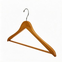 Cintre en bois naturel de haute qualité, écologique, avec crochet chromé et barre à pantalons, design minimaliste et gain de place, pour magasins de vêtements (vente en gros)