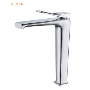 Robinet de lavabo haut chromé à levier unique pour salle de bain, mitigeur de lavabo surélevé - Product Image 1