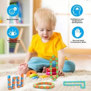 8 piezas de juguetes sensoriales de plástico de 24 eslabones para autismo, serpientes de clic, Wacky Tracks, juguetes antiestrés para niños - Product Image 3