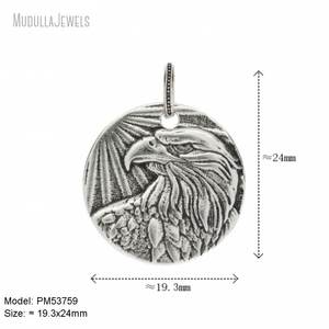 PM53774 MUDULLA Ciondolo Vintage Placcato Argento Anticato a Forma di Moneta Rotonda con Testa di Indiano <span class=keywords><strong>Mohican</strong></span>, Gioiello Fai-da-Te per Uomo, Regalo in Rame - Product Image 4