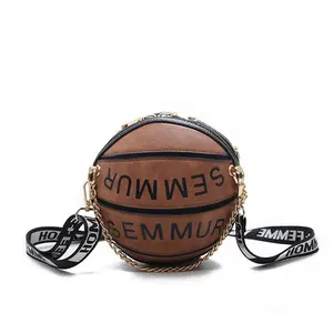 新产品创意篮球造型单肩斜挎包钱包手提包迷你斜跨Pu手提包女性可调节肩带
