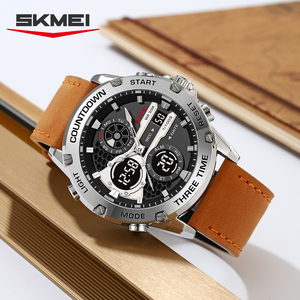 OEM biểu tượng tùy chỉnh người đàn ông xem chất lượng cao kinh doanh thép không gỉ da lõi kép phong trào không thấm nước xem nhà máy bán buôn - Product Image 1