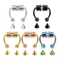 Nouveau produit phare : Anneau de nez magnétique en acier inoxydable, non perforant, type fer à cheval, bijou corporel unisexe