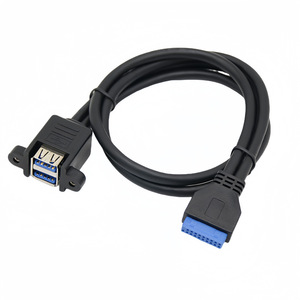 20-Pin Right Angle Usb 3.0 Extension Cable With <b>Screw</b> Holes For Front Panel Connection Left Right Up Down Bend Options - Product Image 2