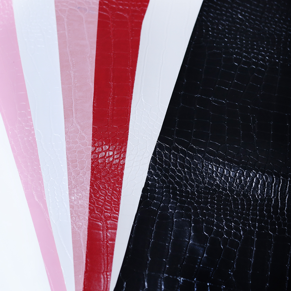 Mirror Surface Embossed Crocodile Skin Pattern Waterproof Synthetic PVC Leather Fabric Knitted Backing Anti-Mildew Stain